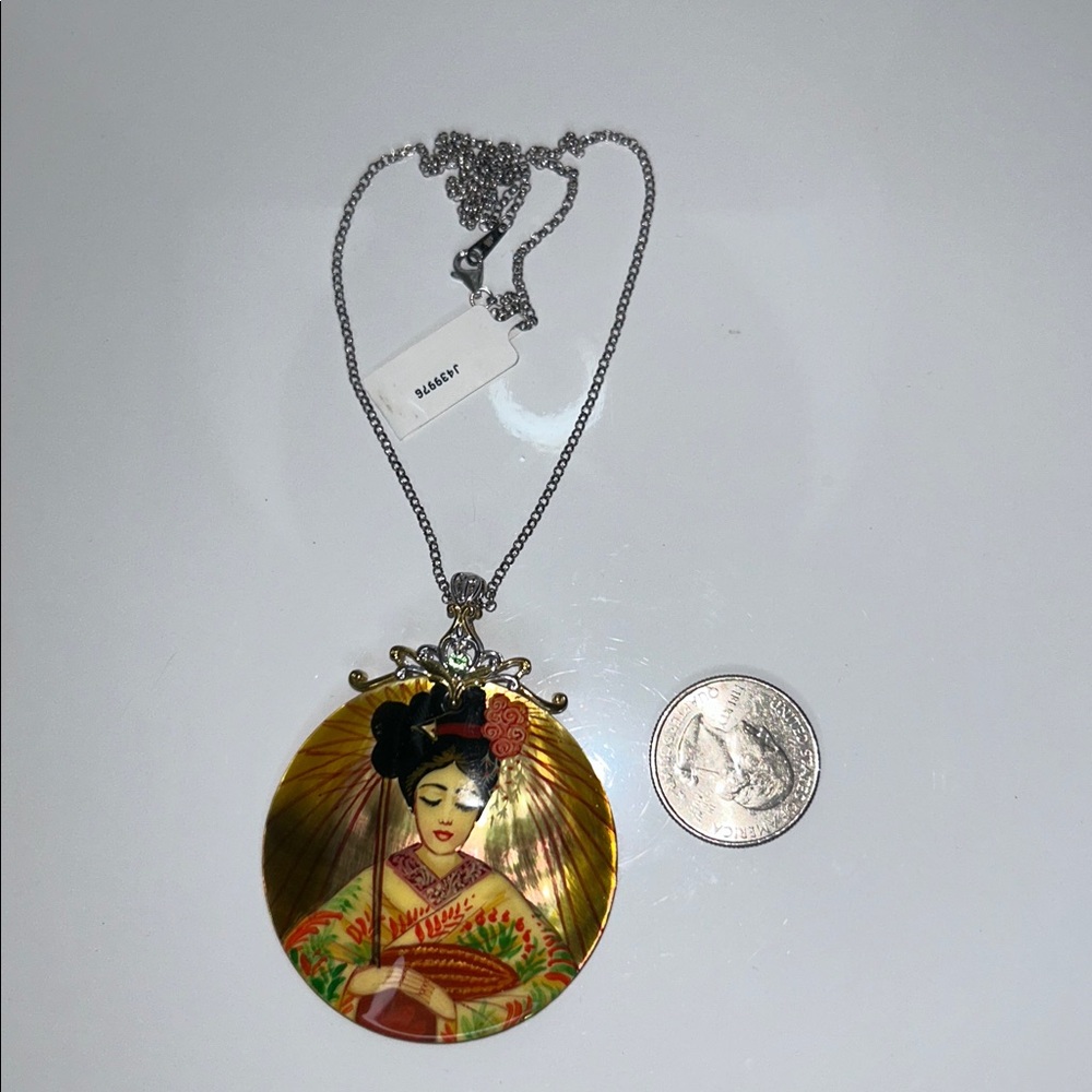 NWOT Gems en Vogue Painted Lady Sterling Silver Genuine Peridot Shell Necklace - Picture 6 of 7